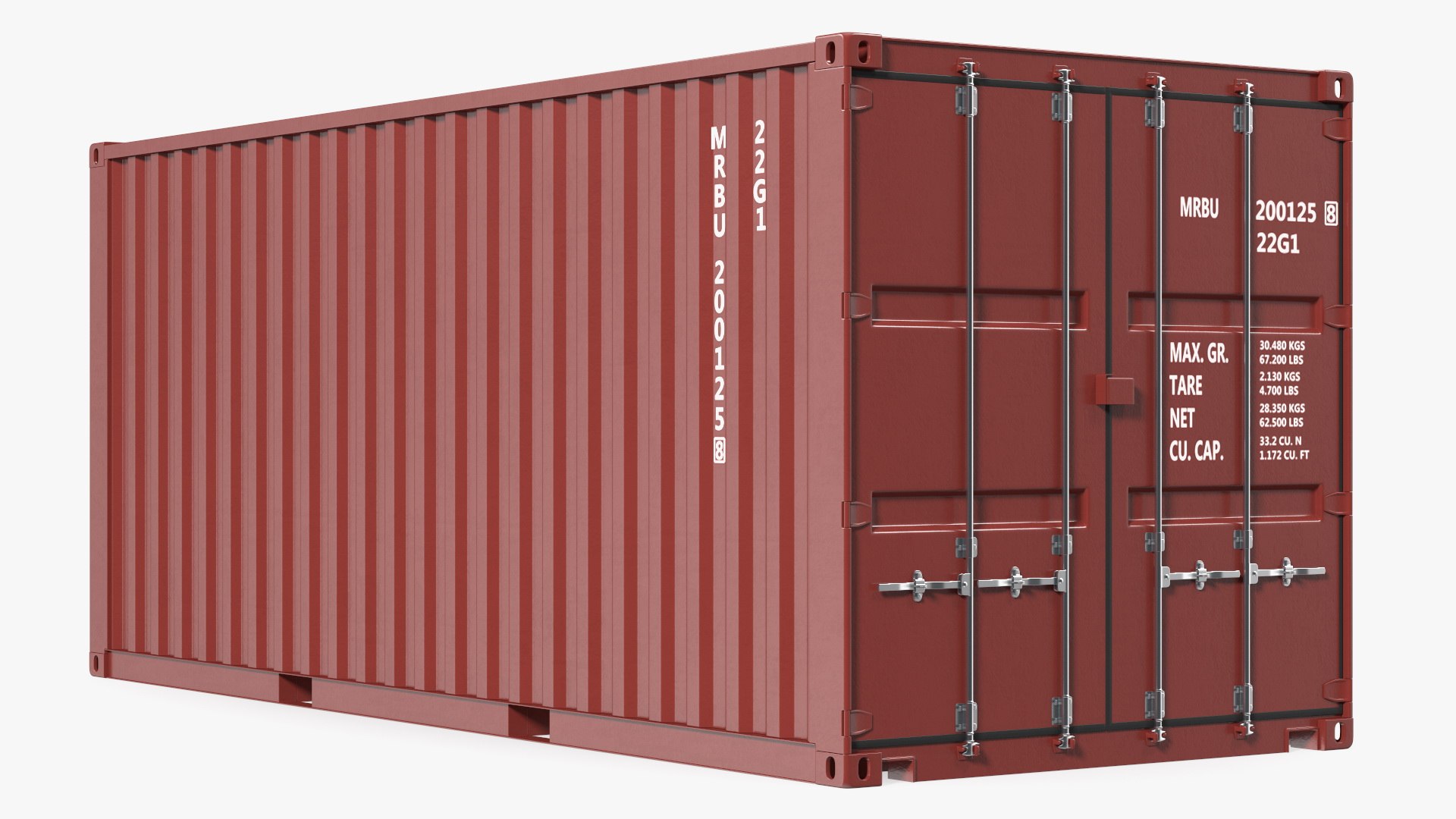 Cargo Shipping Container 20 ft 3D model preview