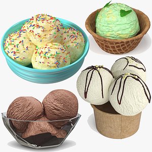 3D Ice Cream Balls in Cardboard Cup Collection 2 model