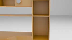 Modern L-Shaped Desk with Shelves and Storage - 3D Model