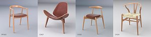 3D hans wegner chairs