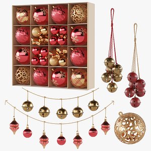3D Christmas Ornament Set model