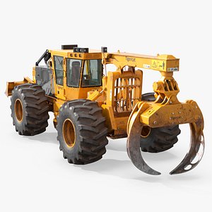 Tigercat Heavy Duty Skidder 632H Yellow Dirt 3D model