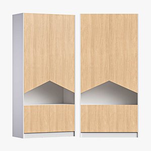 Bookcase Penny White Plywood 3D model