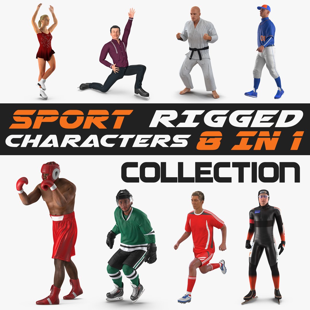Rigged Sport Characters 3D Models Collection 3D model preview