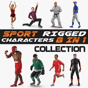 rigged sport characters female 3D model