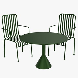 Hay Palissade Striped Outdoor Furniture Set Green 3D model
