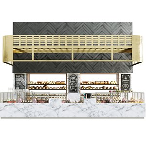 Big cafe with desserts and pastries 3D