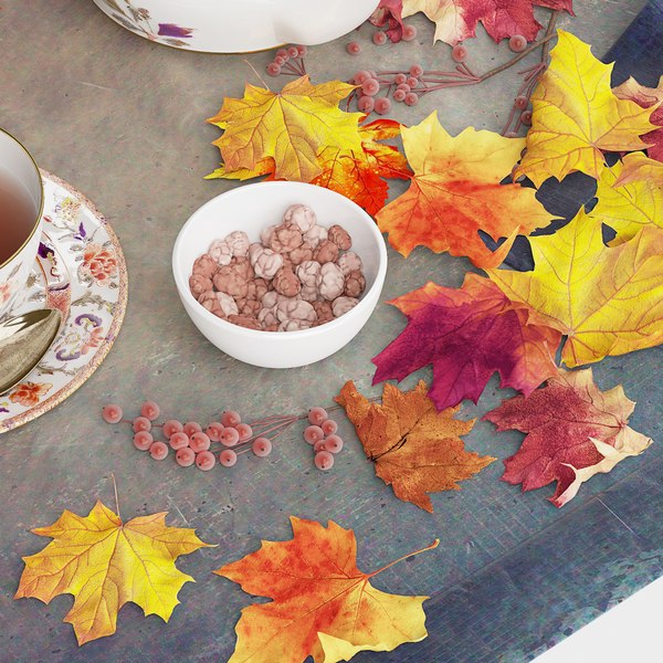 3D Decorative set of Autumn Tea - TurboSquid 1974672