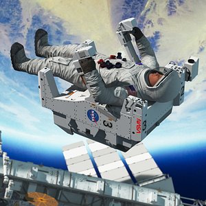 3D NASA Astronaut in Spacesuit A7L with Jetpack Rigged model