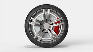 3D Car Wheel Tire with Rim 01