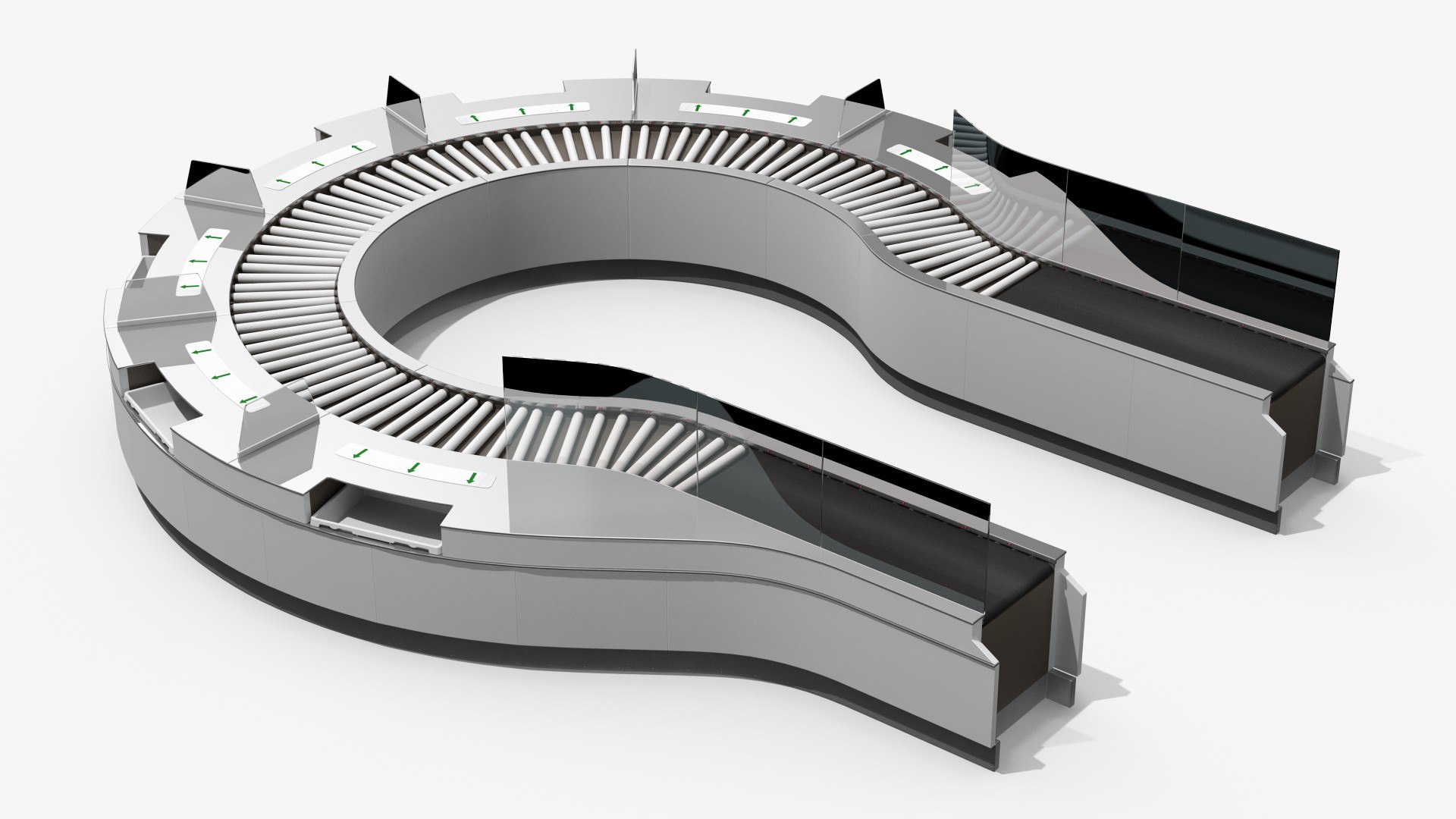 Curved Roller Conveyor 3D model preview