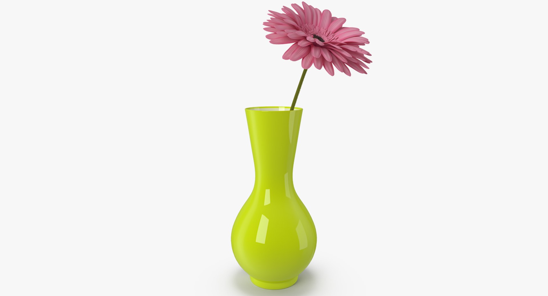 Pink Gerber Flower In Vase 3D Model 3D model preview