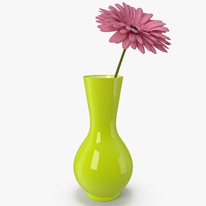 pink gerber flower vase 3D