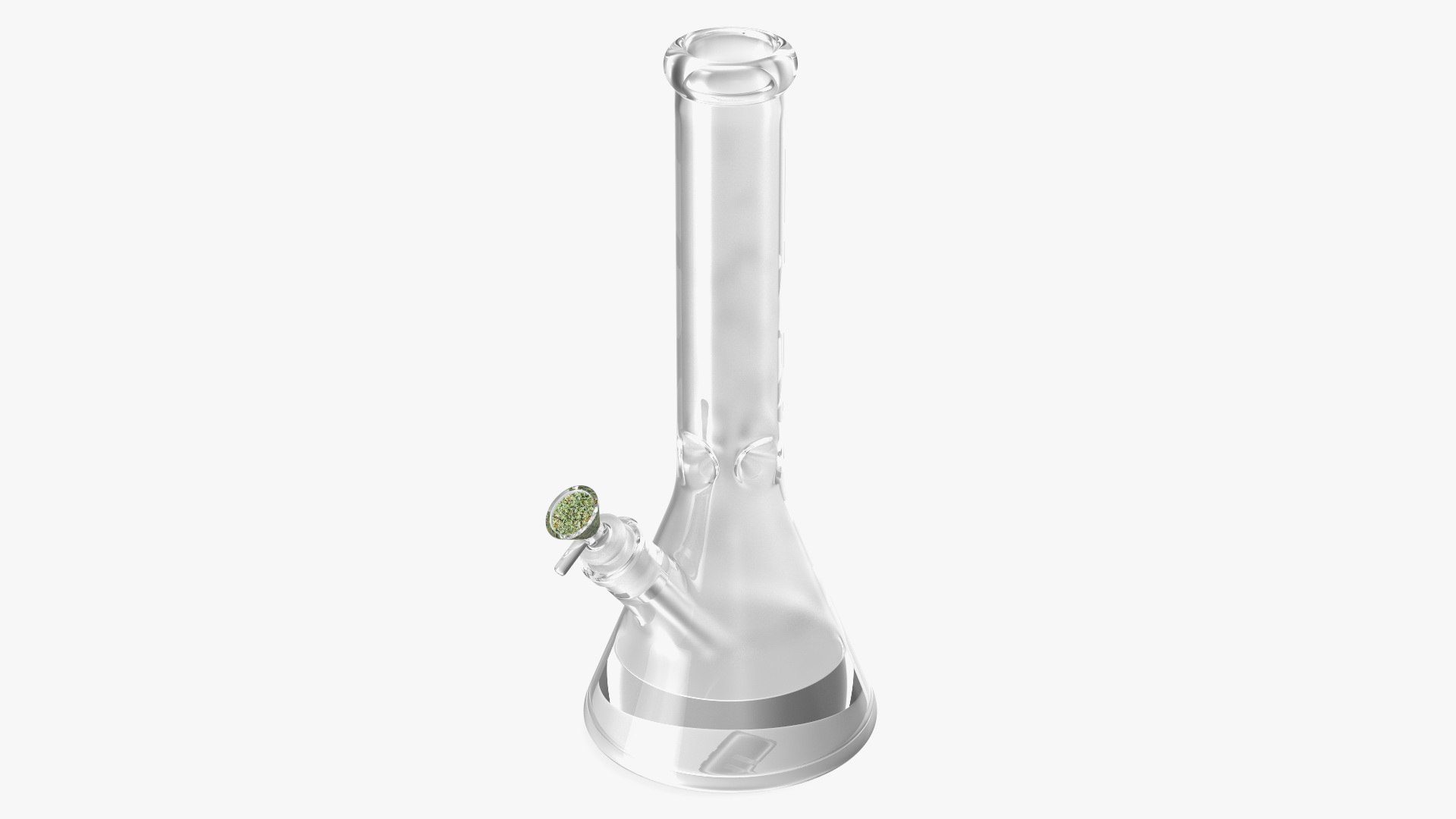 Glass Beaker Bong with Cannabis 3D model preview