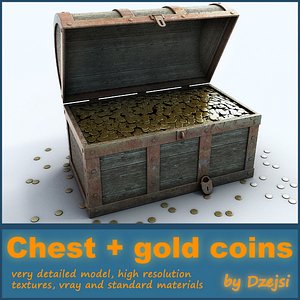 Treasure chest with coins