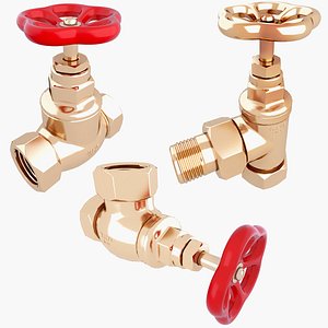 3D 3 Globe Stop Valves SET v22 model