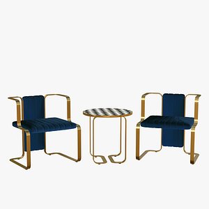 3D Chair Table Set
