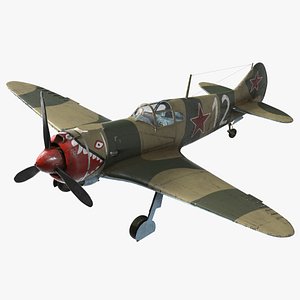 La-5 WWII Soviet Fighter Aircraft Rigged 3D Model