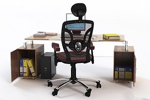 Office Desk & Chair with Props