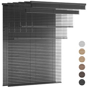 Wooden Venetian Blinds Bandalux set 02 3D model
