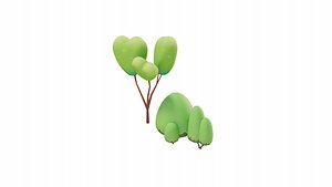 3D Cartoon Little Tree With Branches
