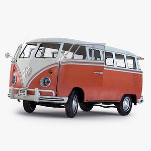 3d volkswagen type 2 brown model