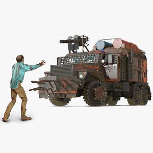 3D model Rigged Zombie with Apocalyptic Truck Collection