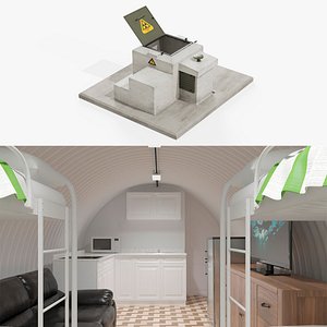 3D Underground Military Bunker with Interior Collection
