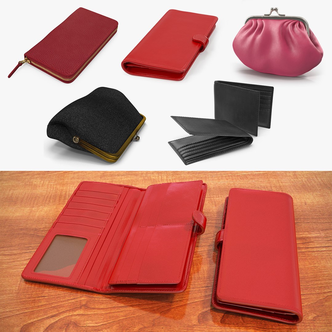 Purse Wallets 3D Models Collection 2 3D model preview