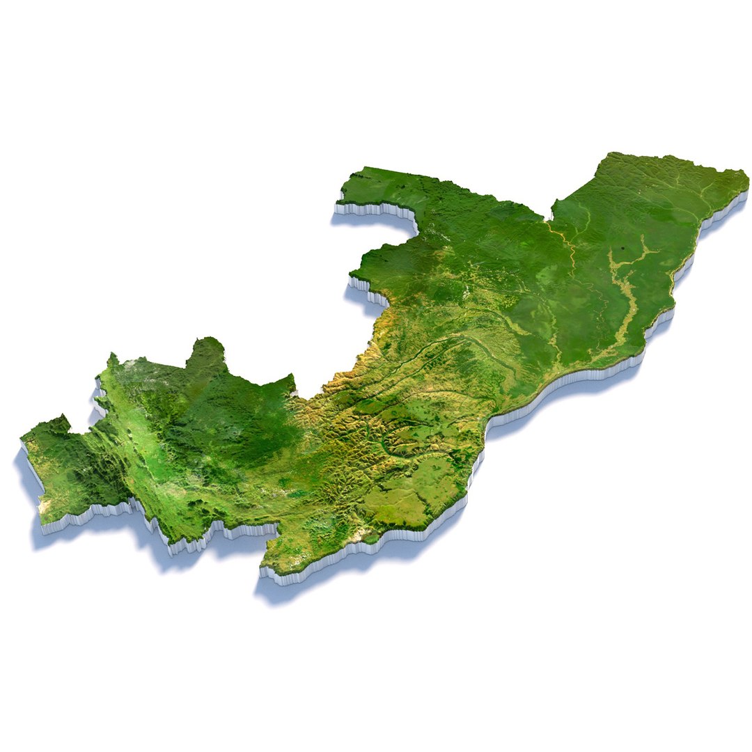 3D Republic Of The Congo Terrain Map Model - TurboSquid 2336681