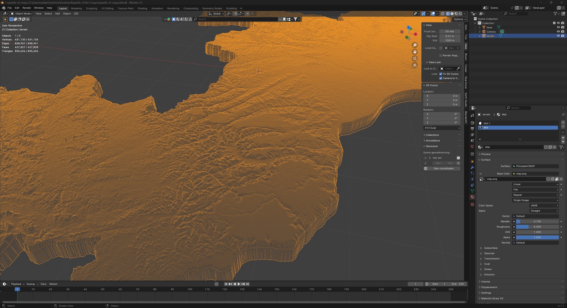 3D Republic Of The Congo Terrain Map Model - TurboSquid 2336681