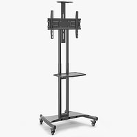 Mobile TV Stand with Shelf Black