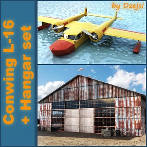 3d old hangar conwing l-16 model