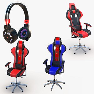 Headset and Game Seat Collection 3D model
