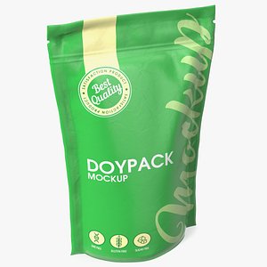 Doy Pack With Zipper Mockup Green 3D model