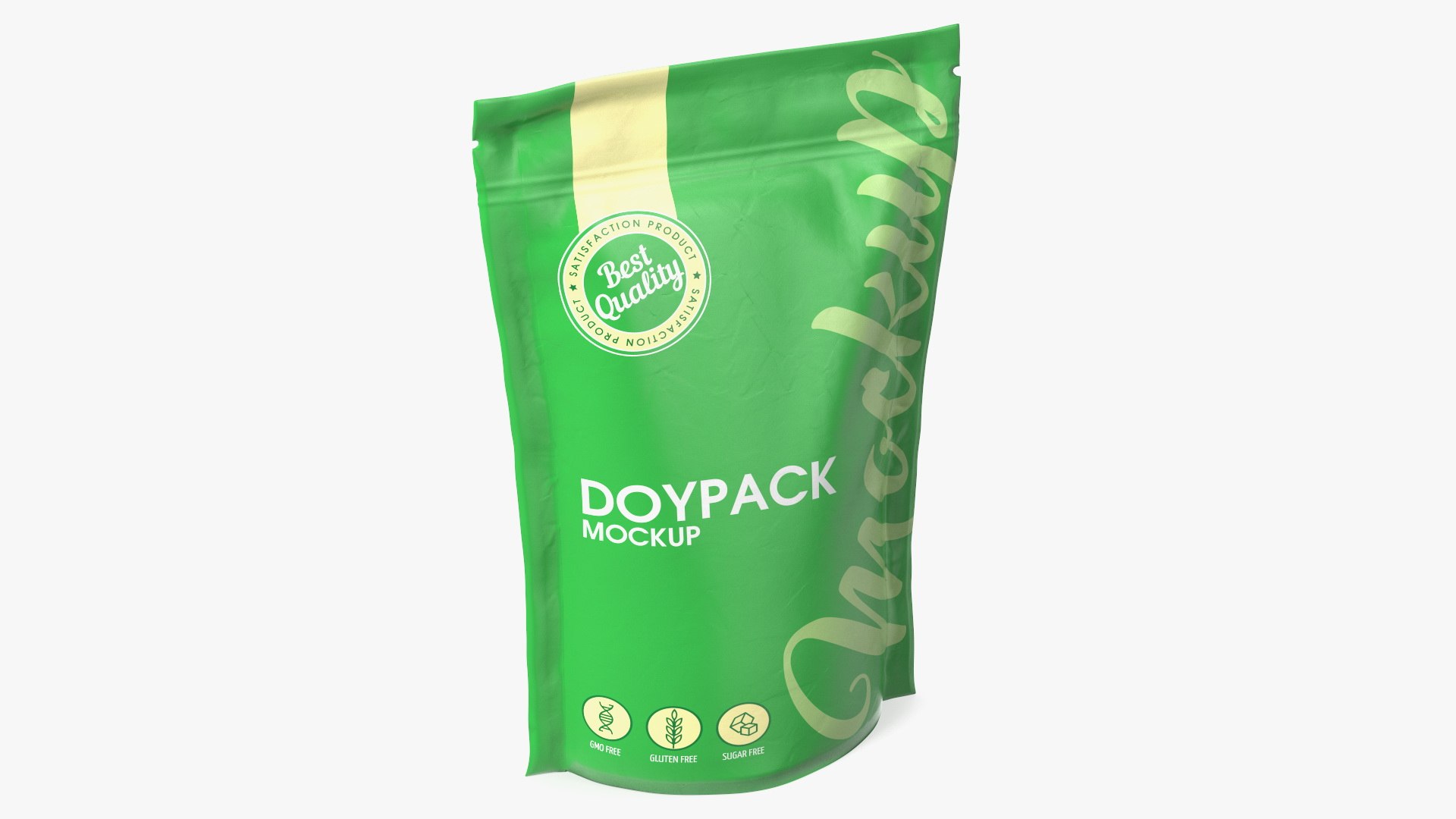 Doy Pack With Zipper Mockup Green 3D model preview