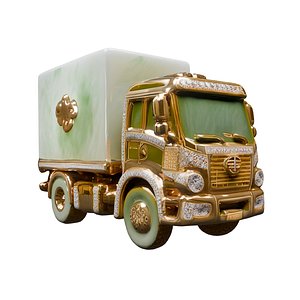 Luxury Gold and Jade Delivery Truck - High-Detail 3D Model model