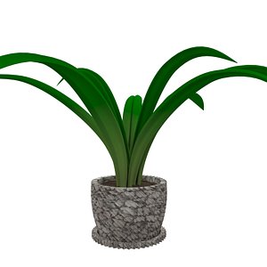 Stone vase with leaves 3D model