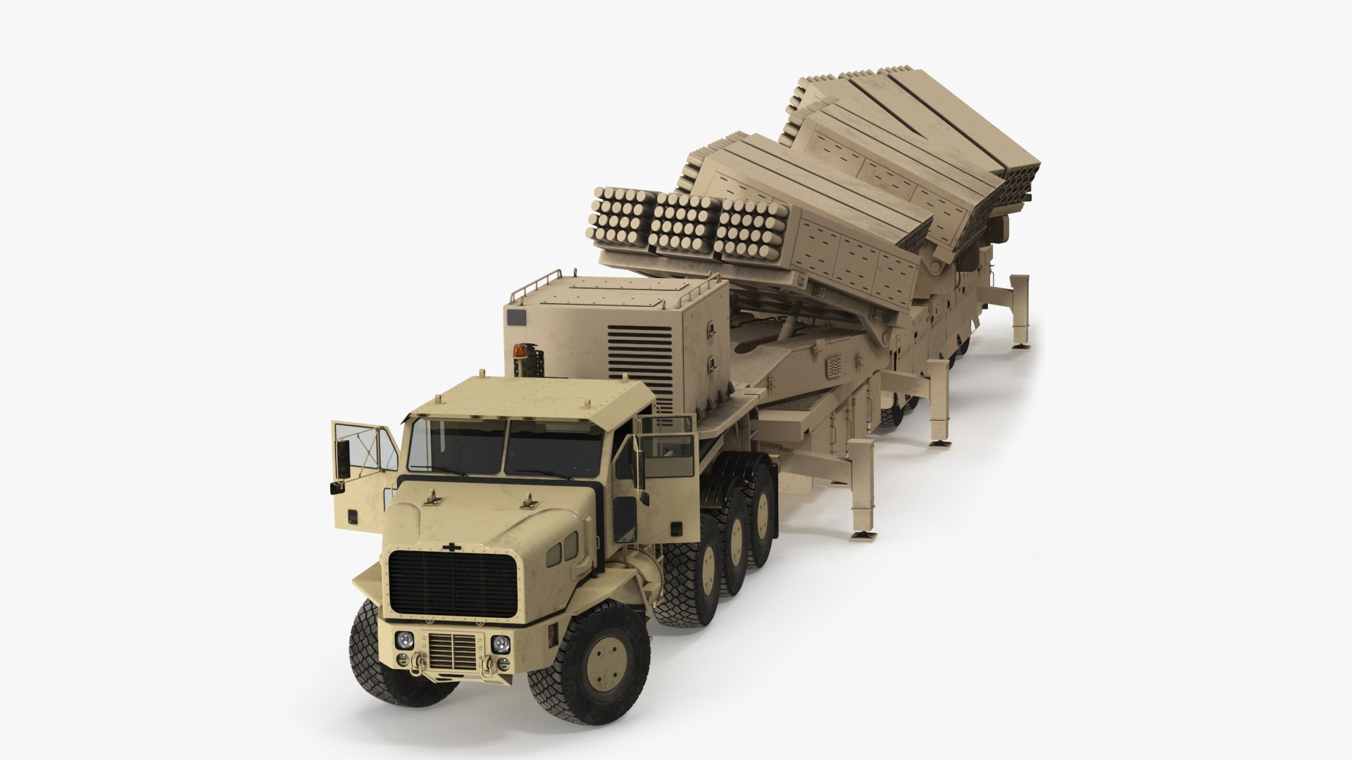Rocket Launch System Jobaria with Oshkosh Transporter Sand Rigged for Cinema 4D 3D model preview