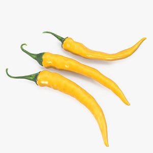 3D chili peppers set yellow model