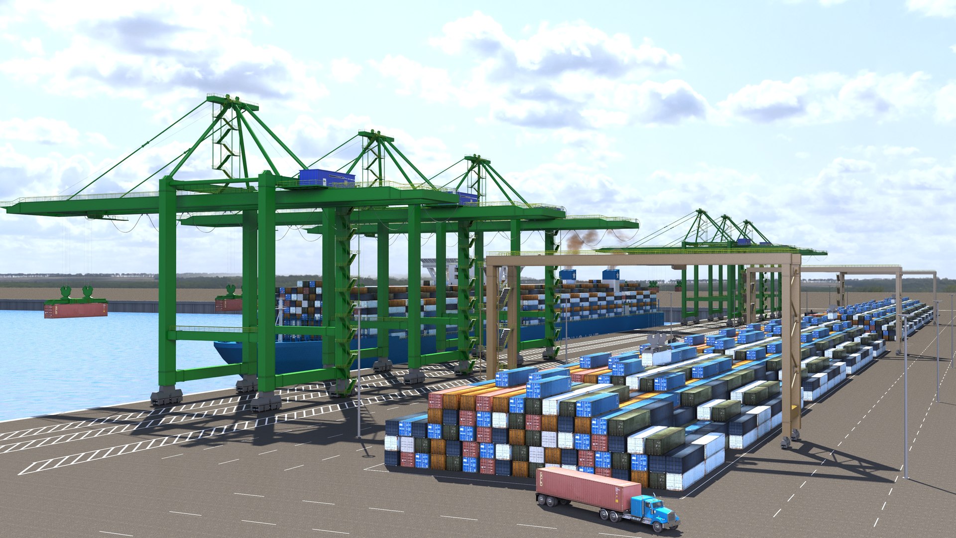 3D Container Terminal - TurboSquid 1587474