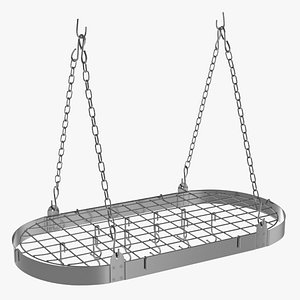 Oval Hanging Pot Rack Ceiling Mount Silver