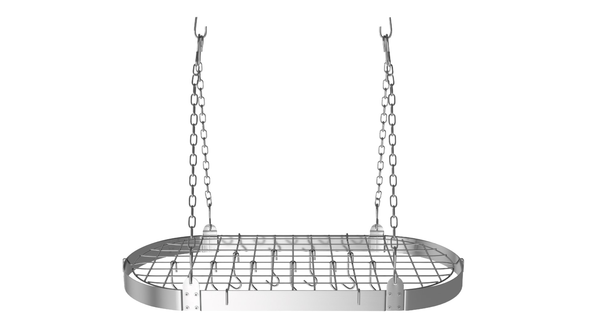 Fleur De Lis Living Metal Handcrafted Oval Hanging Pot Rack