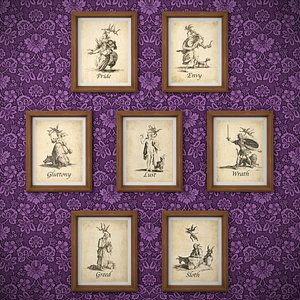 Seven Deadly Sins Wall Art - antique pictures Low-poly