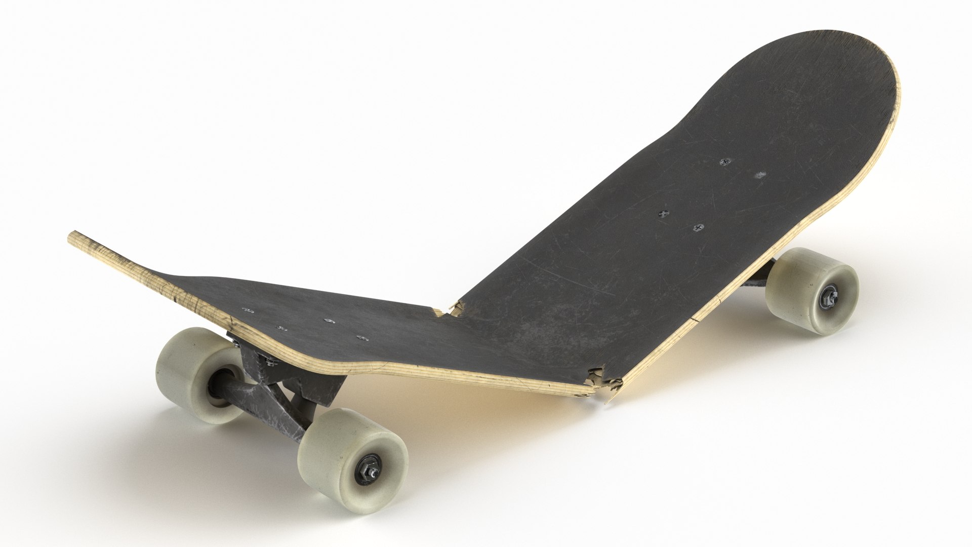 Skateboard Broken in Two 3D model preview