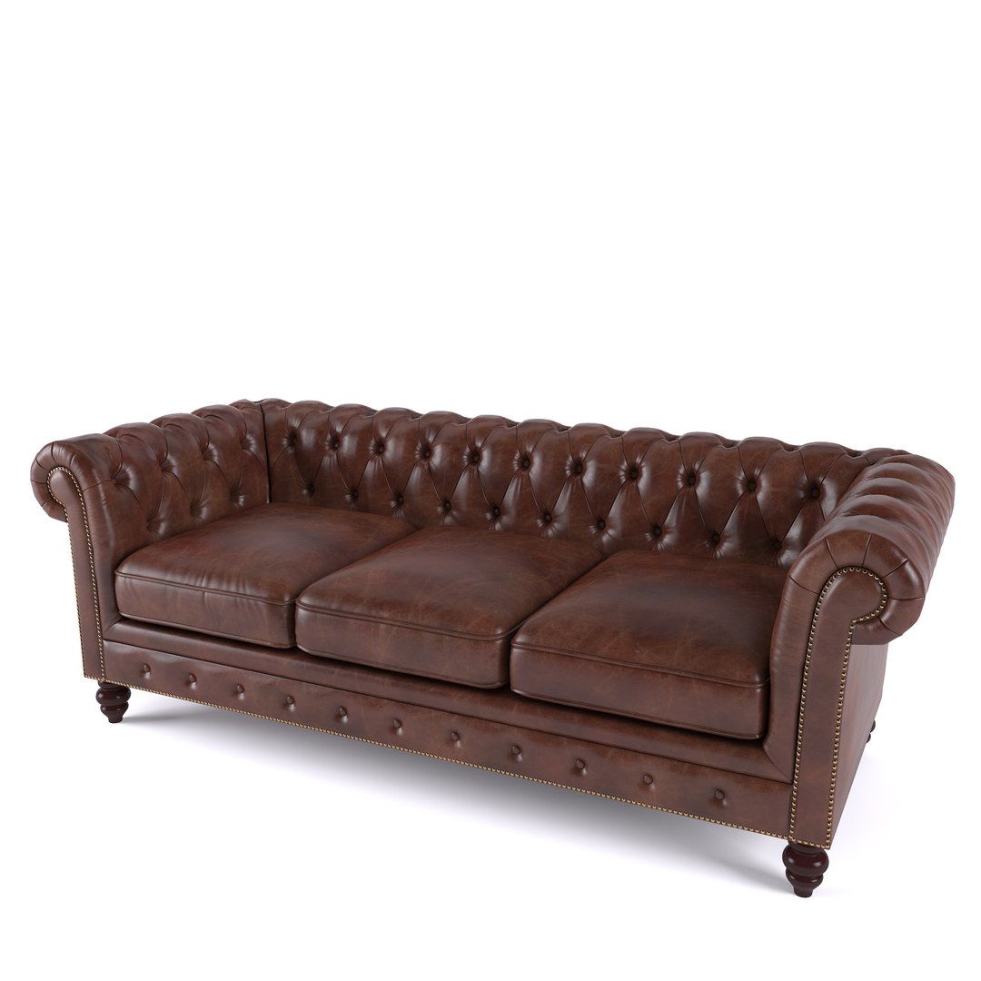 Brooklyn Chesterfield Leather Sofa Model - TurboSquid 1361321