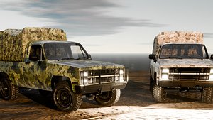 Realistic Camouflage Military Trucks 3D model