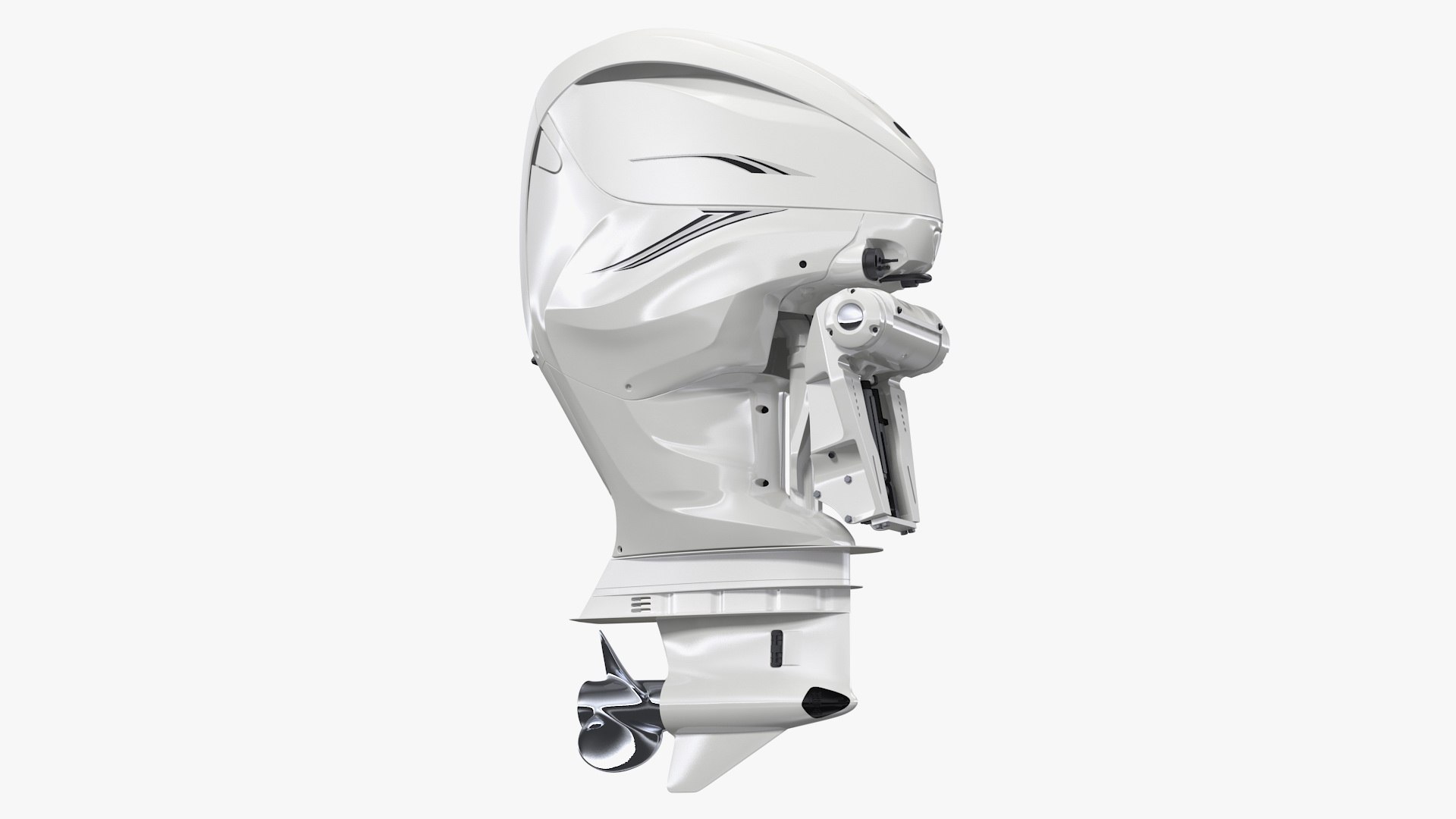 V8 Outboard Boat Motor White Rigged 3D model preview