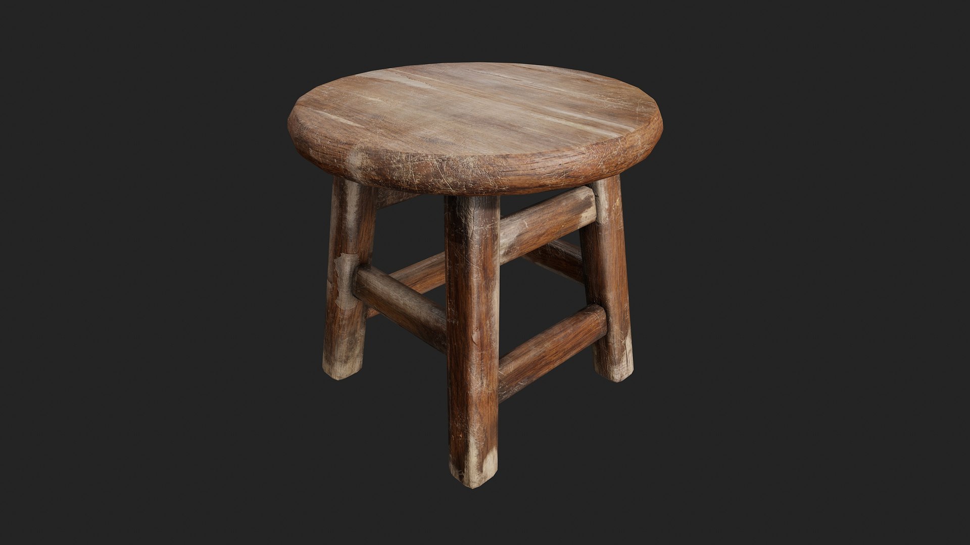 3D model Old Wooden Stool - TurboSquid 2155647