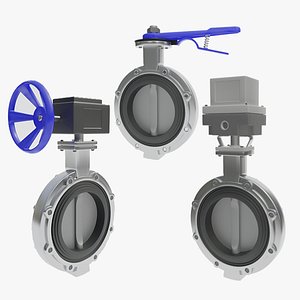3D Butterfly Valve Collection 6pcs model